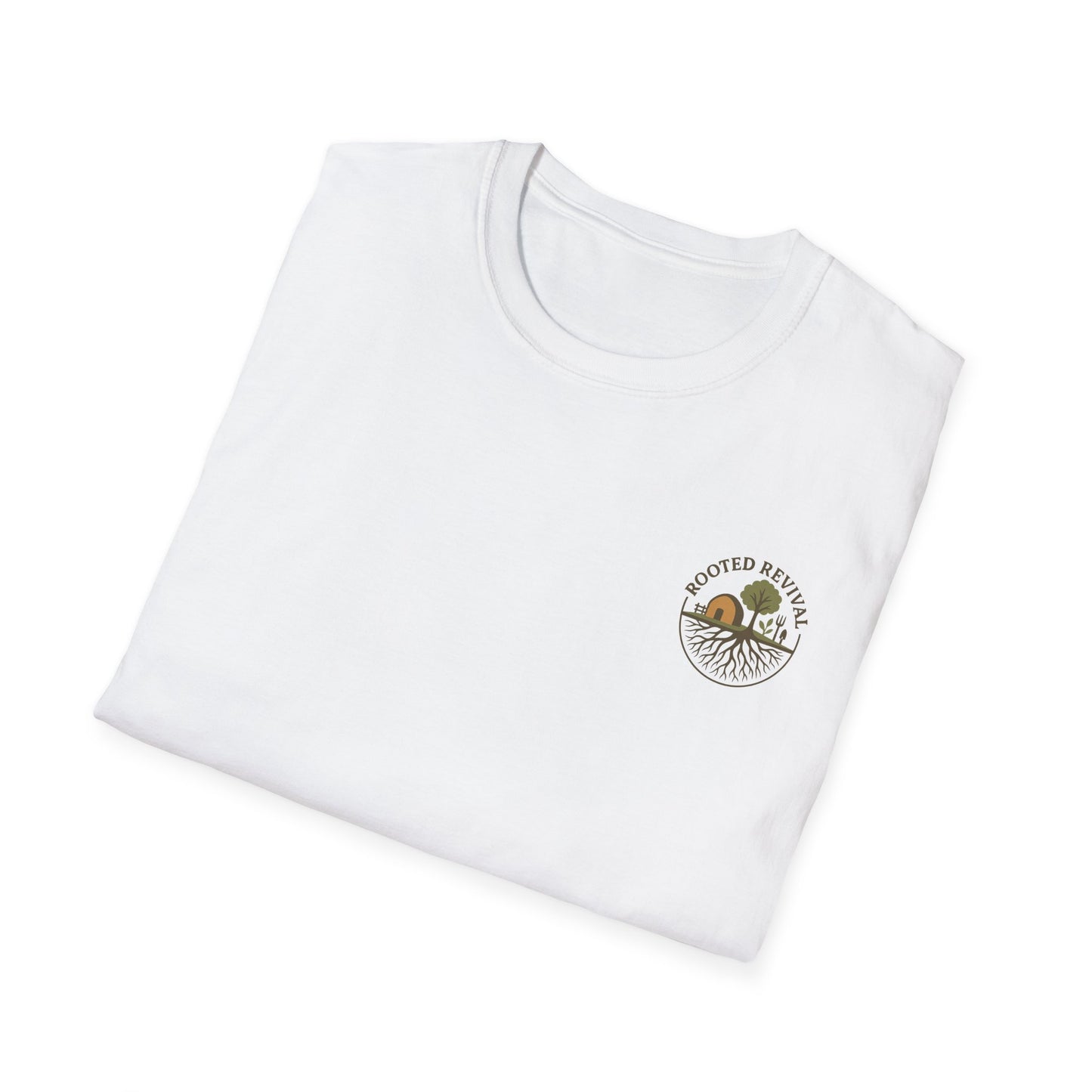 Unisex T-Shirt with Simple Company Emblem - Rooted Revival US Sustainable Landscaping