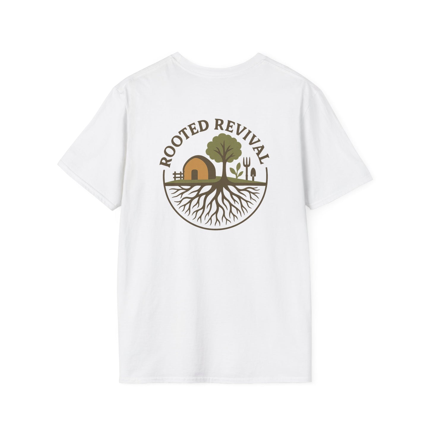Unisex T-Shirt with Simple Company Emblem - Rooted Revival US Sustainable Landscaping