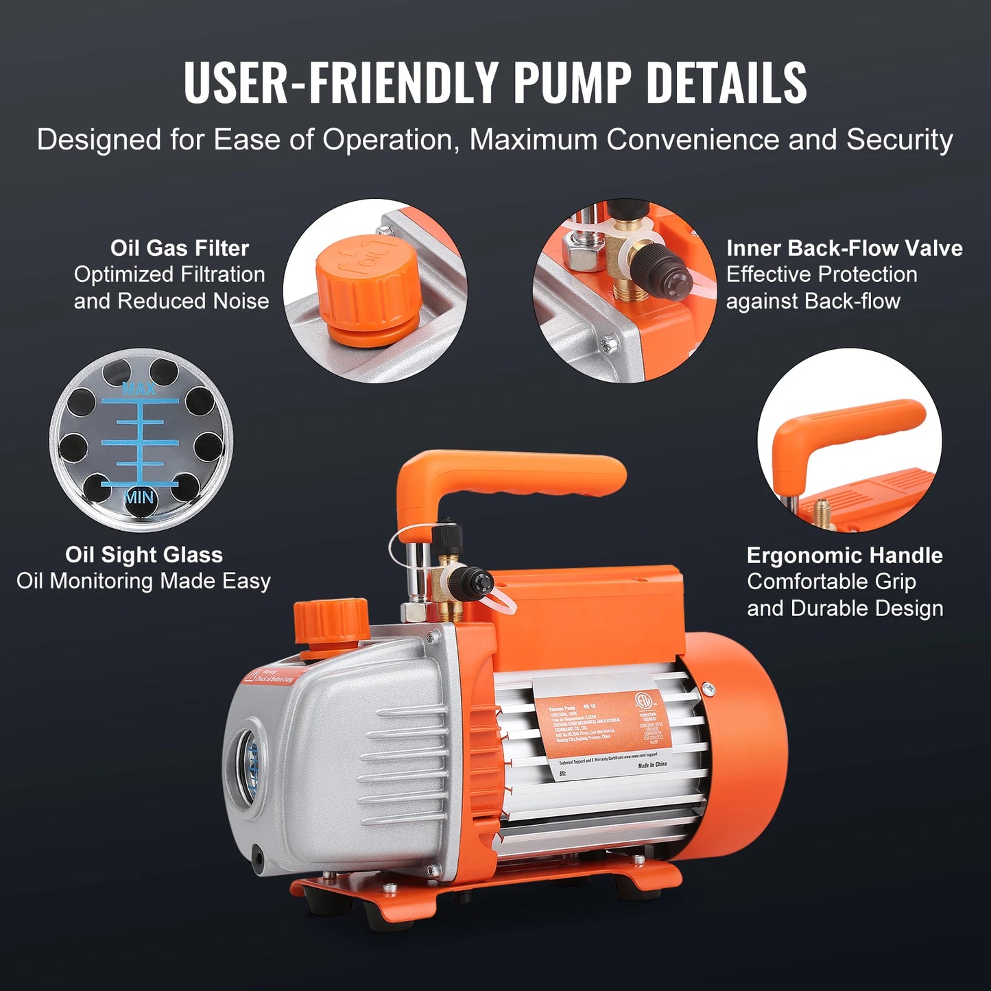 SucceBuy 3.5CFM 4CFM Single Stage Rotary Vane HVAC Air AC Vacuum Pump & A/C Refrigerant Kit Manifold Gauge Set Air Conditioning