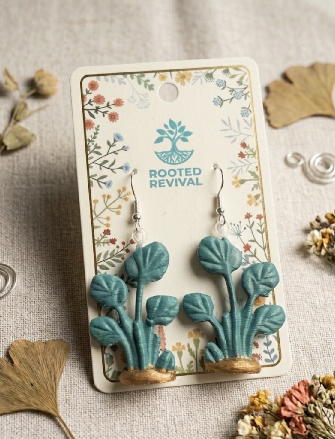 Hand Painted Elephant Ear Earrings